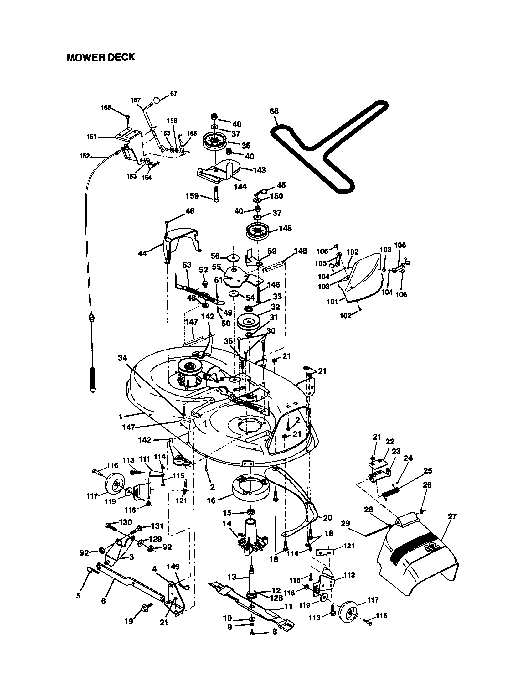 Mower Deck Diagram and Parts List for 917270743  Craftsman Lawn Tractor