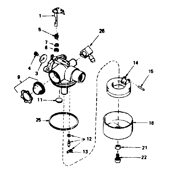 Carburetor Diagram and Parts List for 143364022  Craftsman Engine