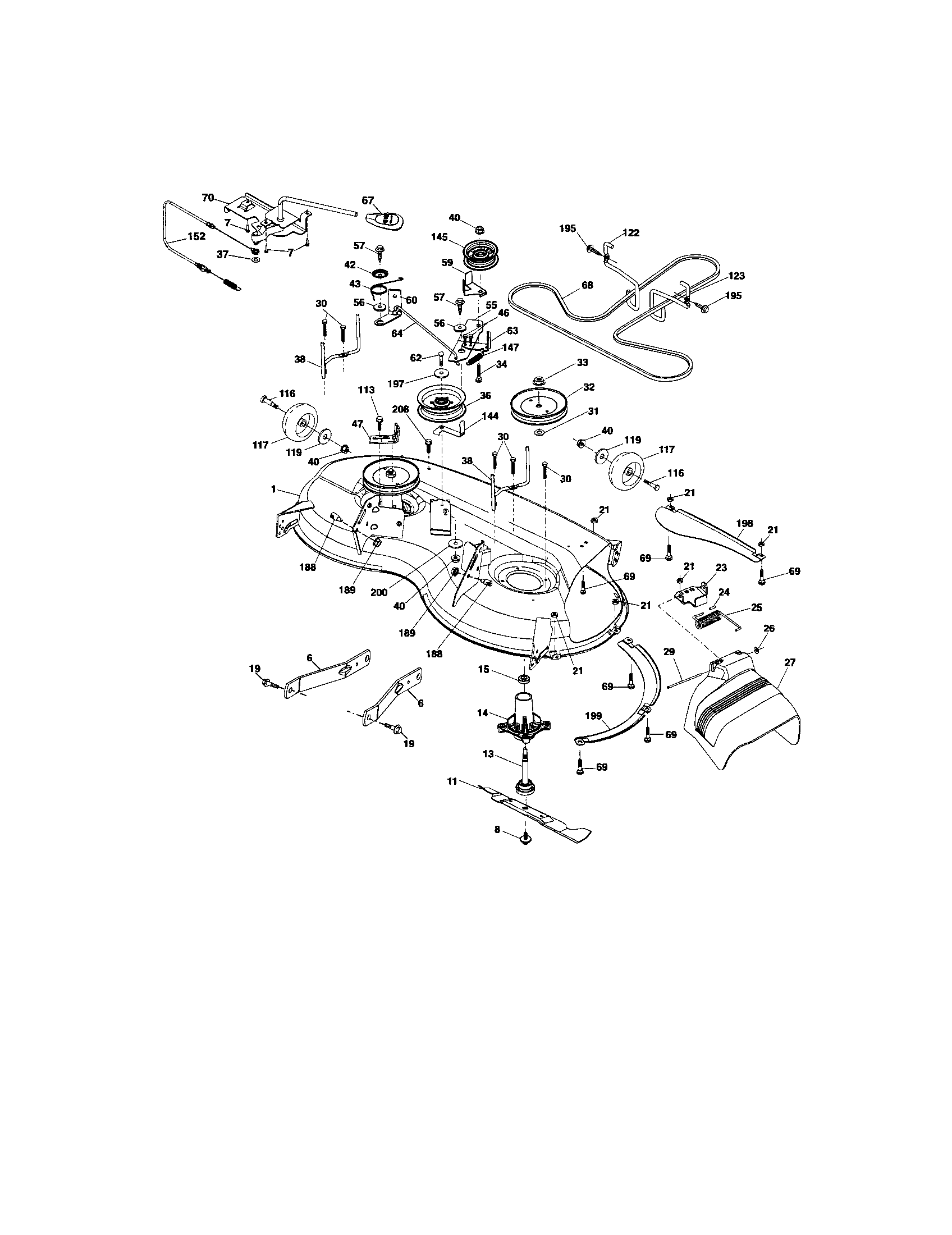 Mower Deck Diagram and Parts List for 917287141  Craftsman Lawn Tractor