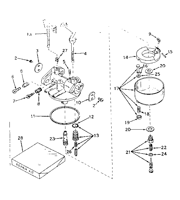 Carburetor No. 631226 Diagram and Parts List for 143579032  Craftsman Engine
