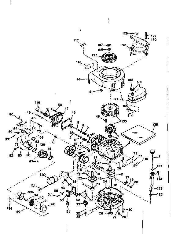 Basic Engine Diagram and Parts List for 143171092  Craftsman Engine