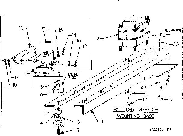 Mounting Base Diagram and Parts List for 580321830  Craftsman Engine