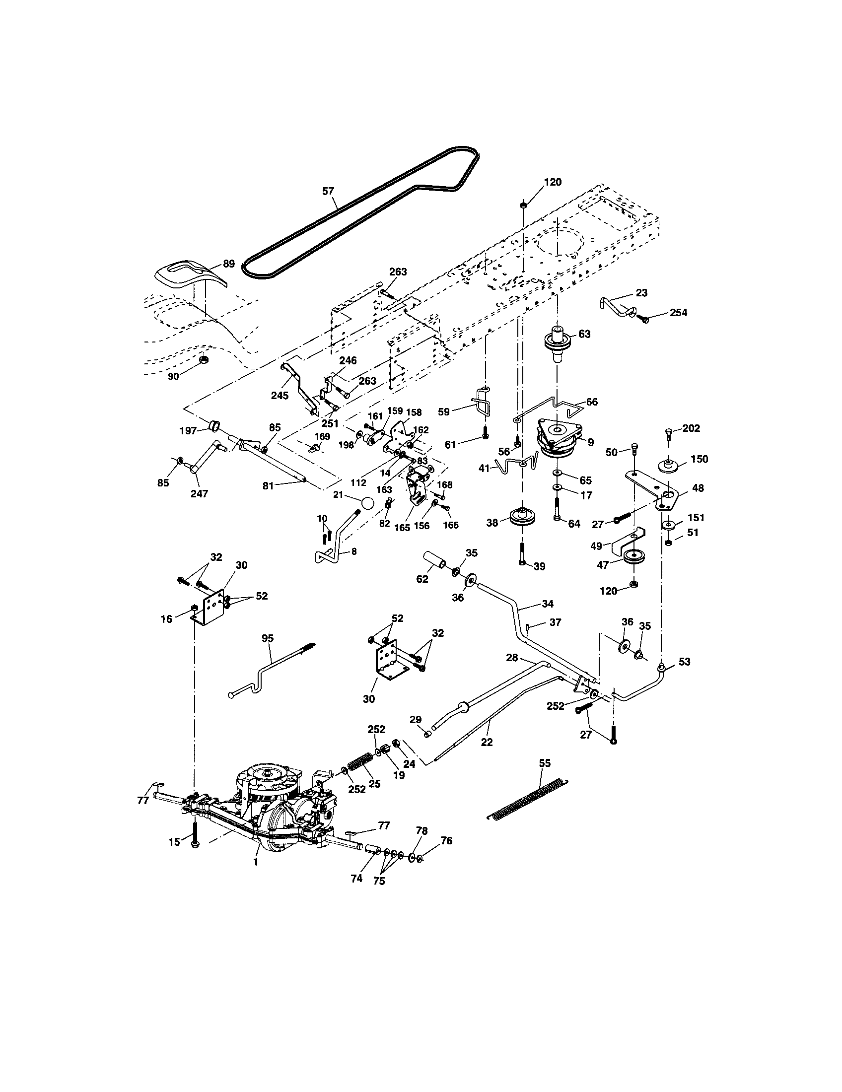 Ground Drive Diagram and Parts List for 917273623  Craftsman Lawn Tractor