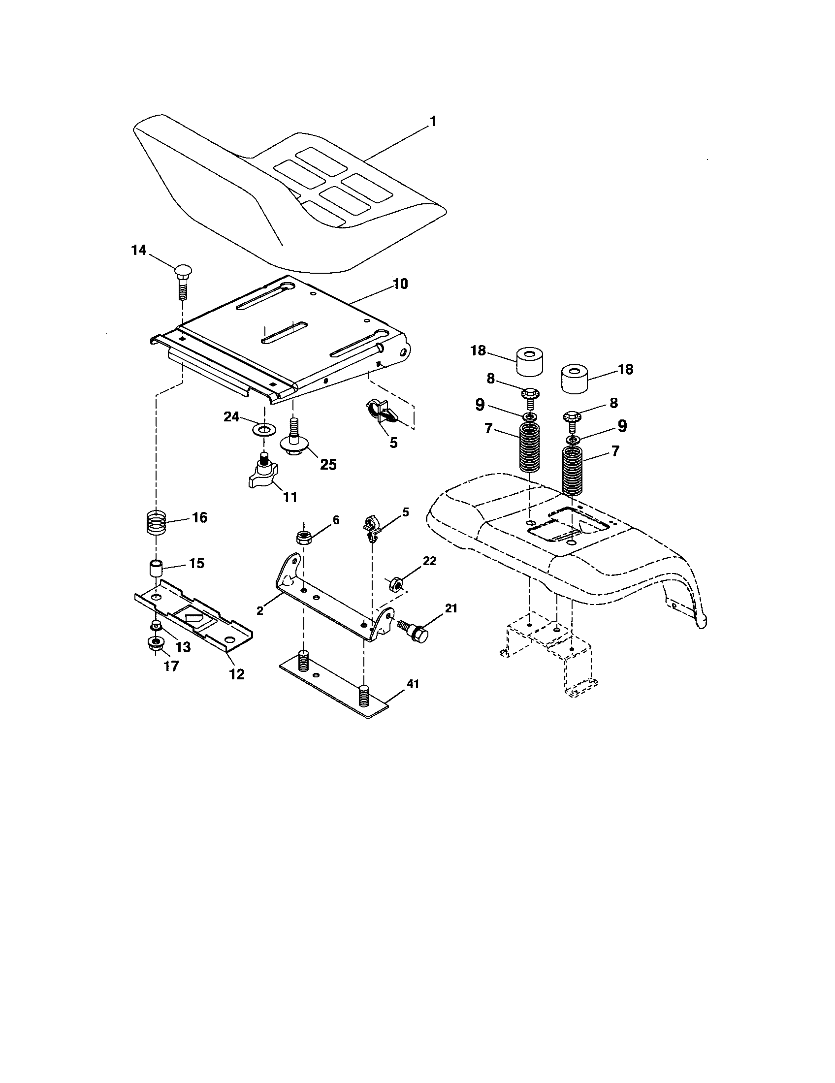 Seat Assembly Diagram and Parts List for 917275702  Craftsman Lawn Tractor