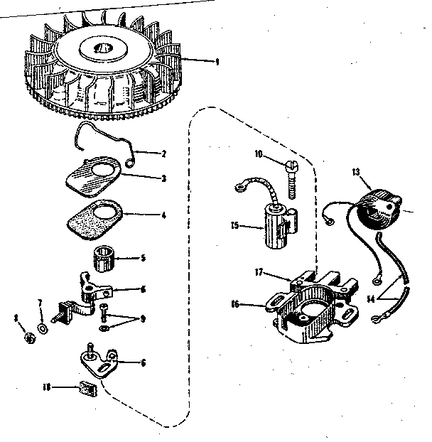 Magneto (phelon F-3220-h) Diagram and Parts List for 14365250  Craftsman Engine