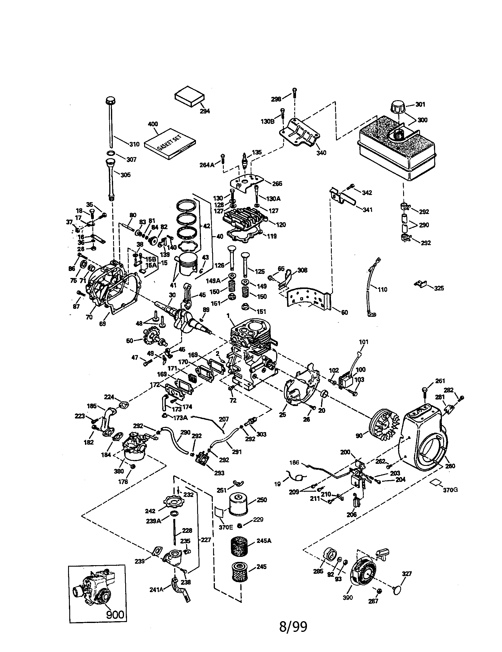Craftsman 4 - Cycle Engine Diagram and Parts List for 143998003  Craftsman Engine