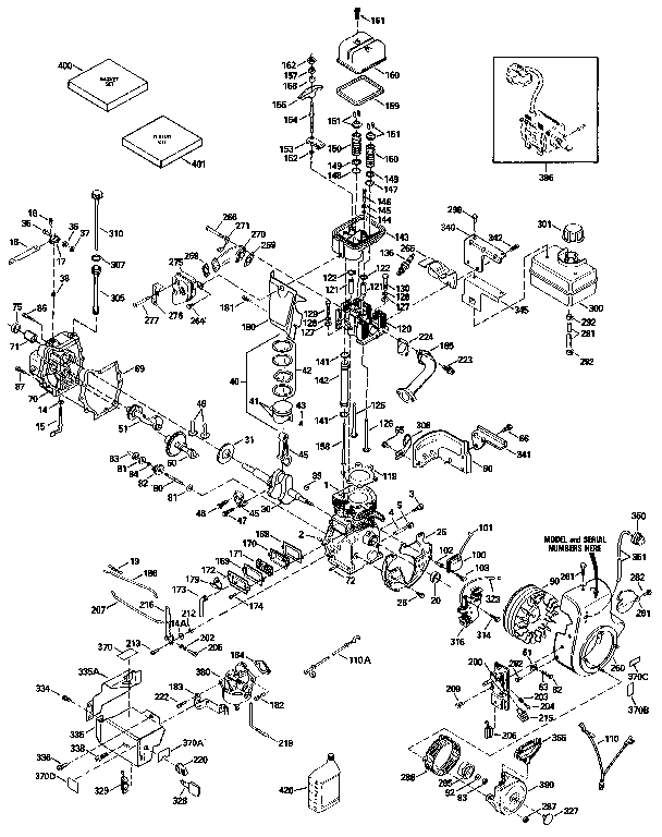 Replacement Parts Diagram and Parts List for 143941201  Craftsman Engine