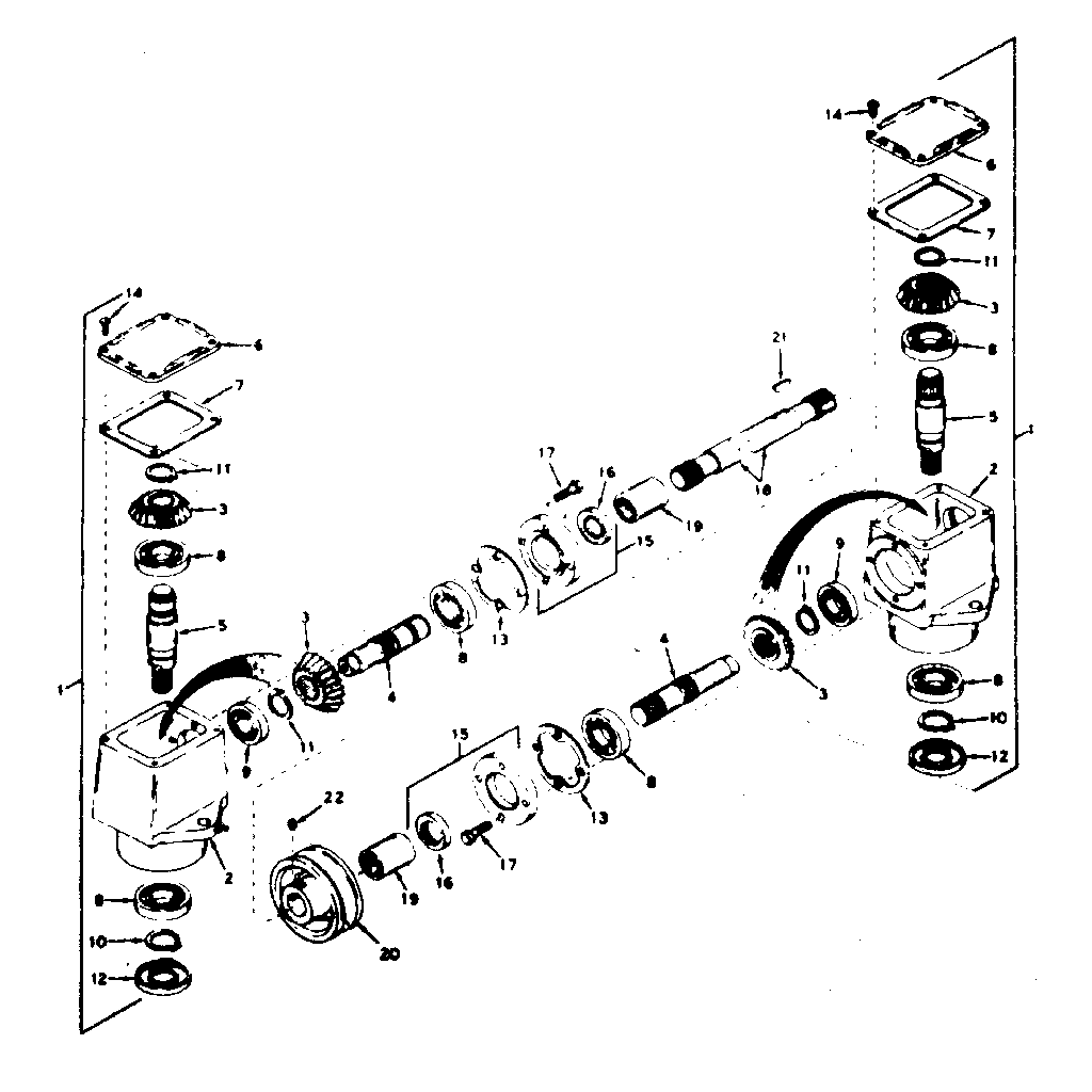 Right Angle Drive Diagram and Parts List for 13181323  Craftsman Lawn Mower