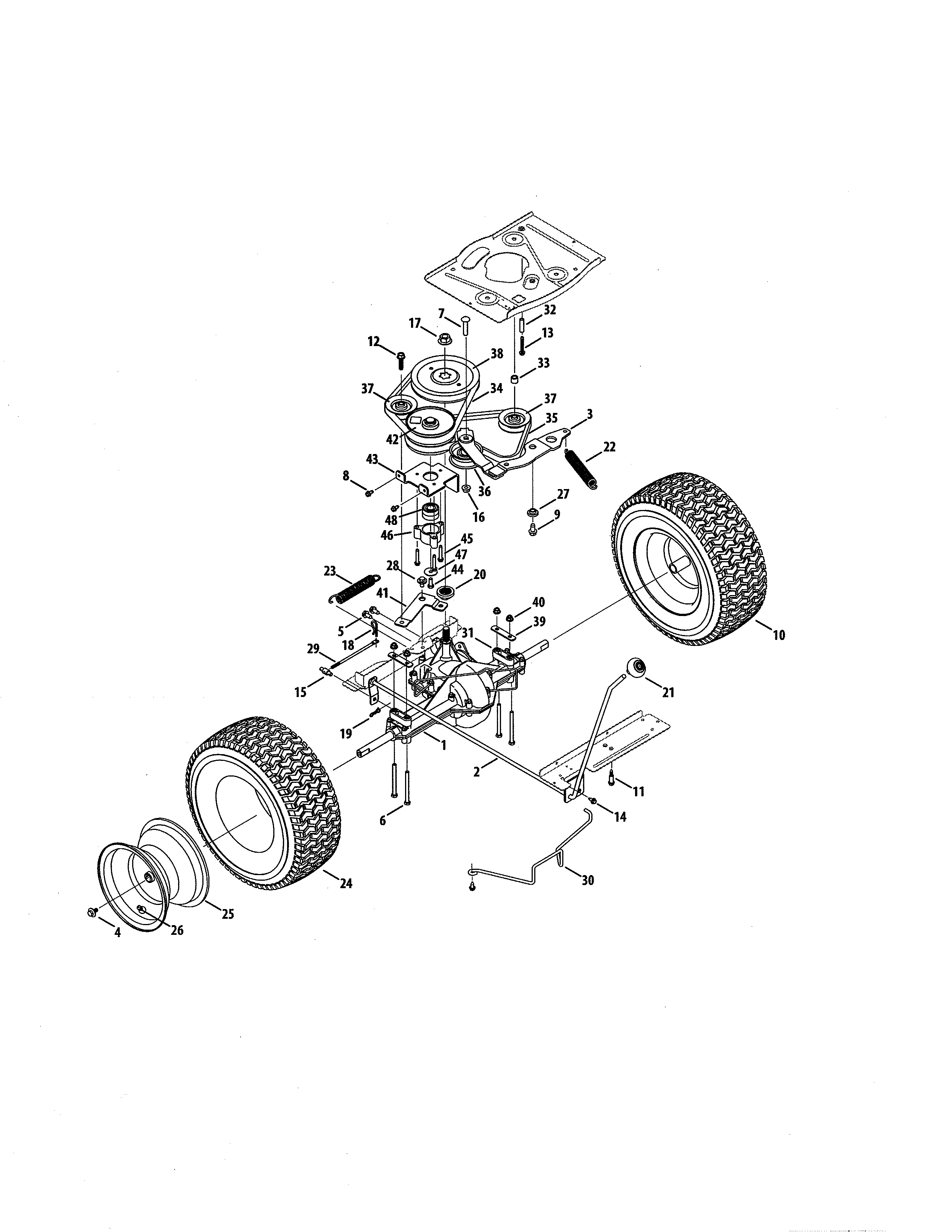 Transmission/tire Diagram and Parts List for 247203692  Craftsman Engine