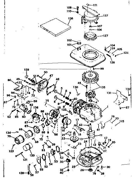 Basic Engine Diagram and Parts List for 143154092  Craftsman Engine