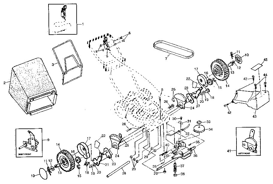 Drive Assembly Diagram and Parts List for 917374660  Craftsman Lawn Mower