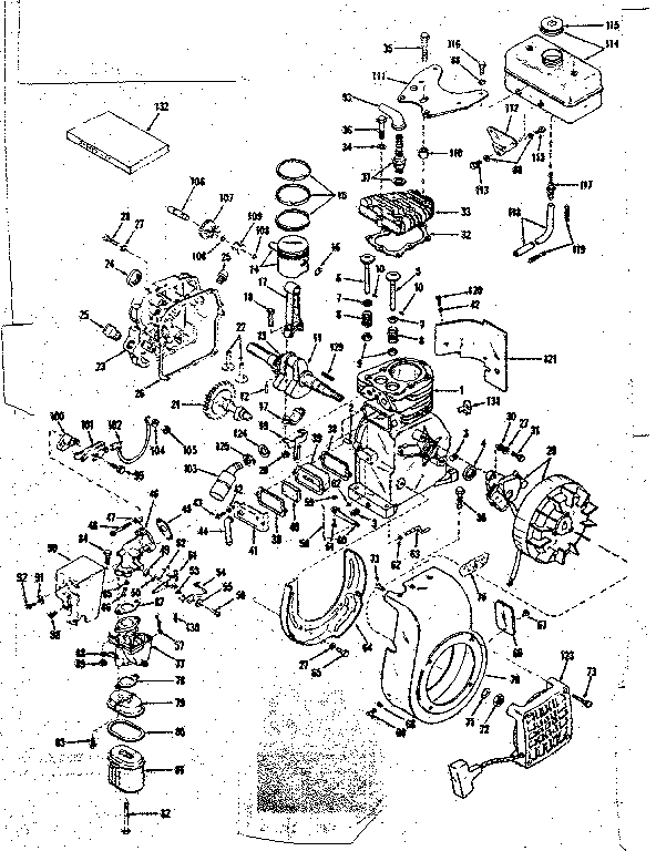 Basic Engine Diagram and Parts List for 14356252  Craftsman Engine