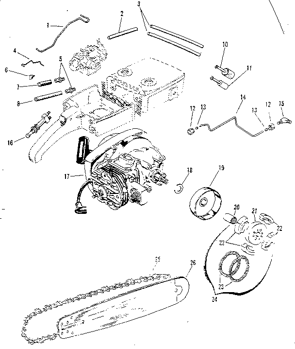 Chain/bar And Oil/fuel Parts Diagram and Parts List for 917351061  Craftsman Chainsaw
