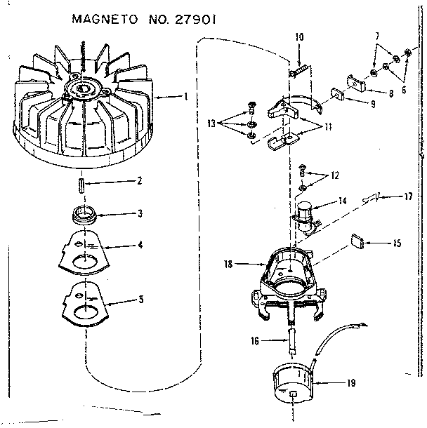 Magneto No. 27901 Diagram and Parts List for 14360040  Craftsman Engine