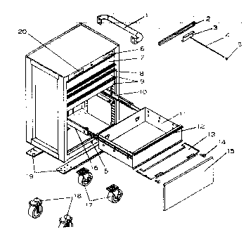 Chest Diagram and Parts List for 706597174  Craftsman Tool Stand & Cart