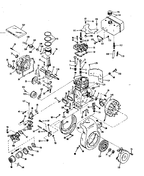 Basic Engine Diagram and Parts List for 143531082  Craftsman Engine