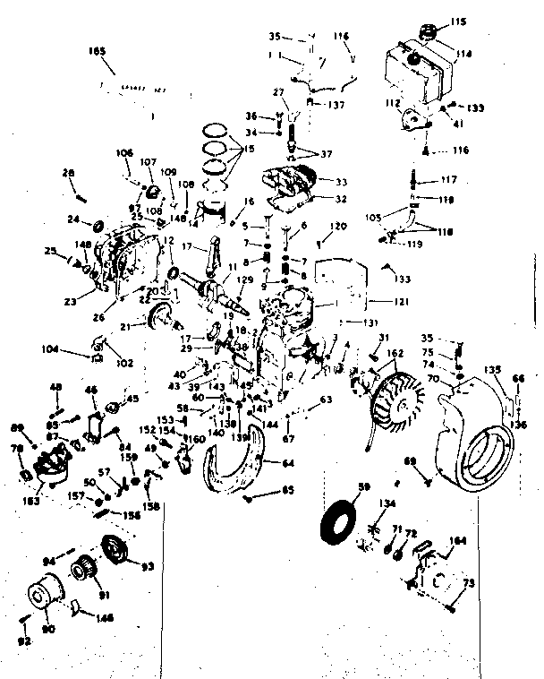 Basic Engine Diagram and Parts List for 143607022  Craftsman Engine
