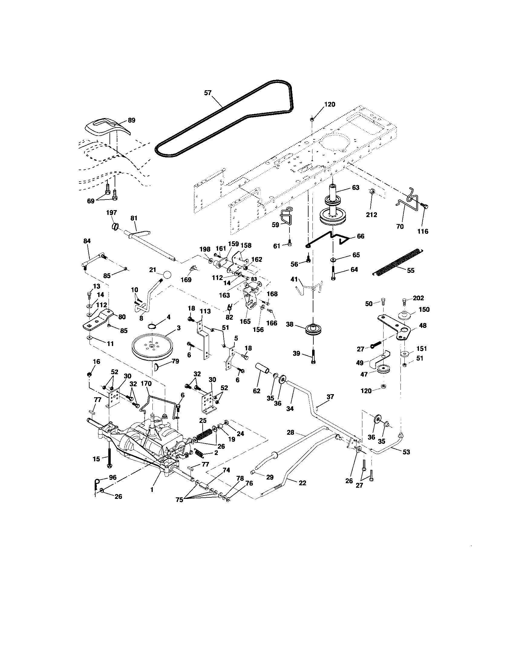 Ground Drive Diagram and Parts List for 917276410  Craftsman Lawn Tractor