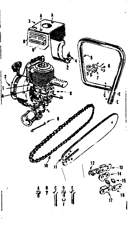 Engine/ Chain And Guide Bar Diagram and Parts List for 91760037  Craftsman Chainsaw