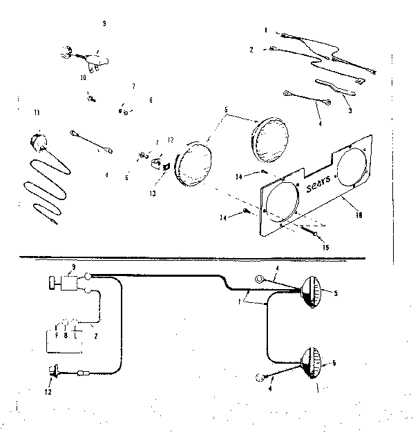 Headlight Assembly Diagram and Parts List for 91725520  Craftsman Lawn Tractor