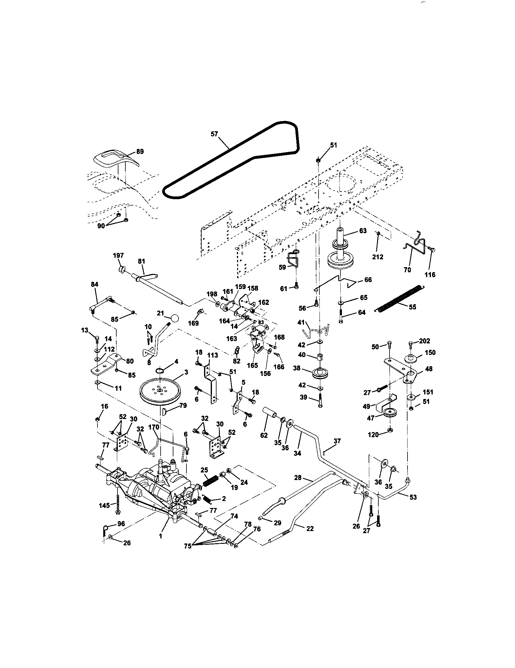Ground Drive Diagram and Parts List for 917272055  Craftsman Lawn Tractor