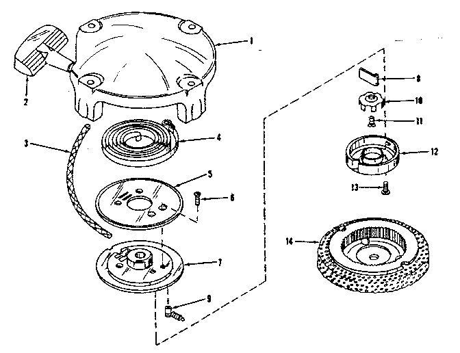 Rewind Starter No. 28319 Diagram and Parts List for 143525021  Craftsman Engine