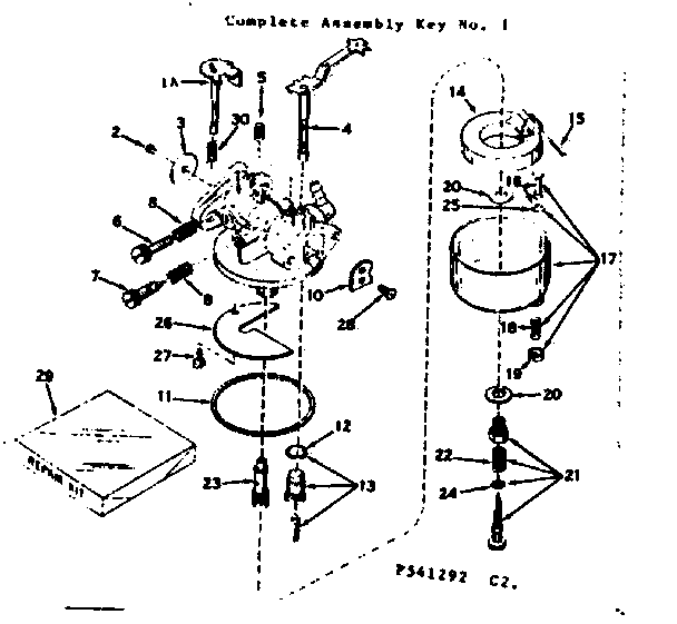 Carburetor Diagram and Parts List for 143541292  Craftsman Engine