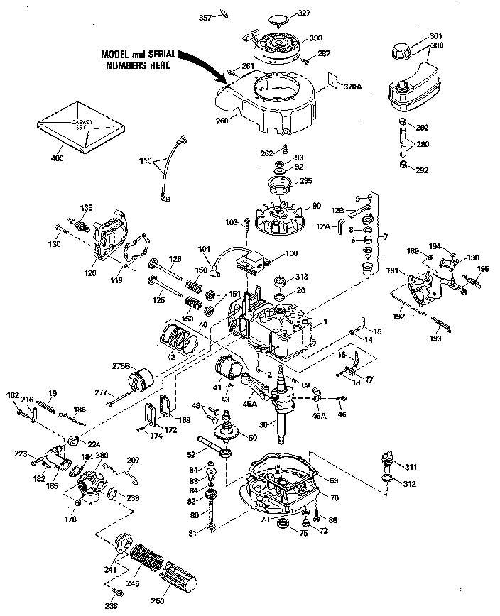 Replacement Parts Diagram and Parts List for 143414372  Craftsman Engine