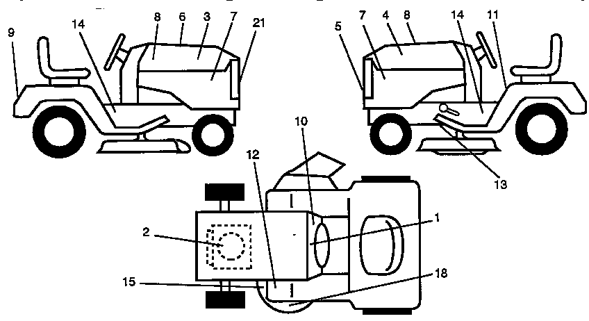 Decals Diagram and Parts List for 917257572  Craftsman Lawn Tractor