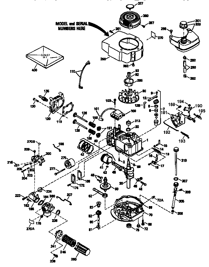 Replacement Parts Diagram and Parts List for 143ENGINE  Craftsman Engine