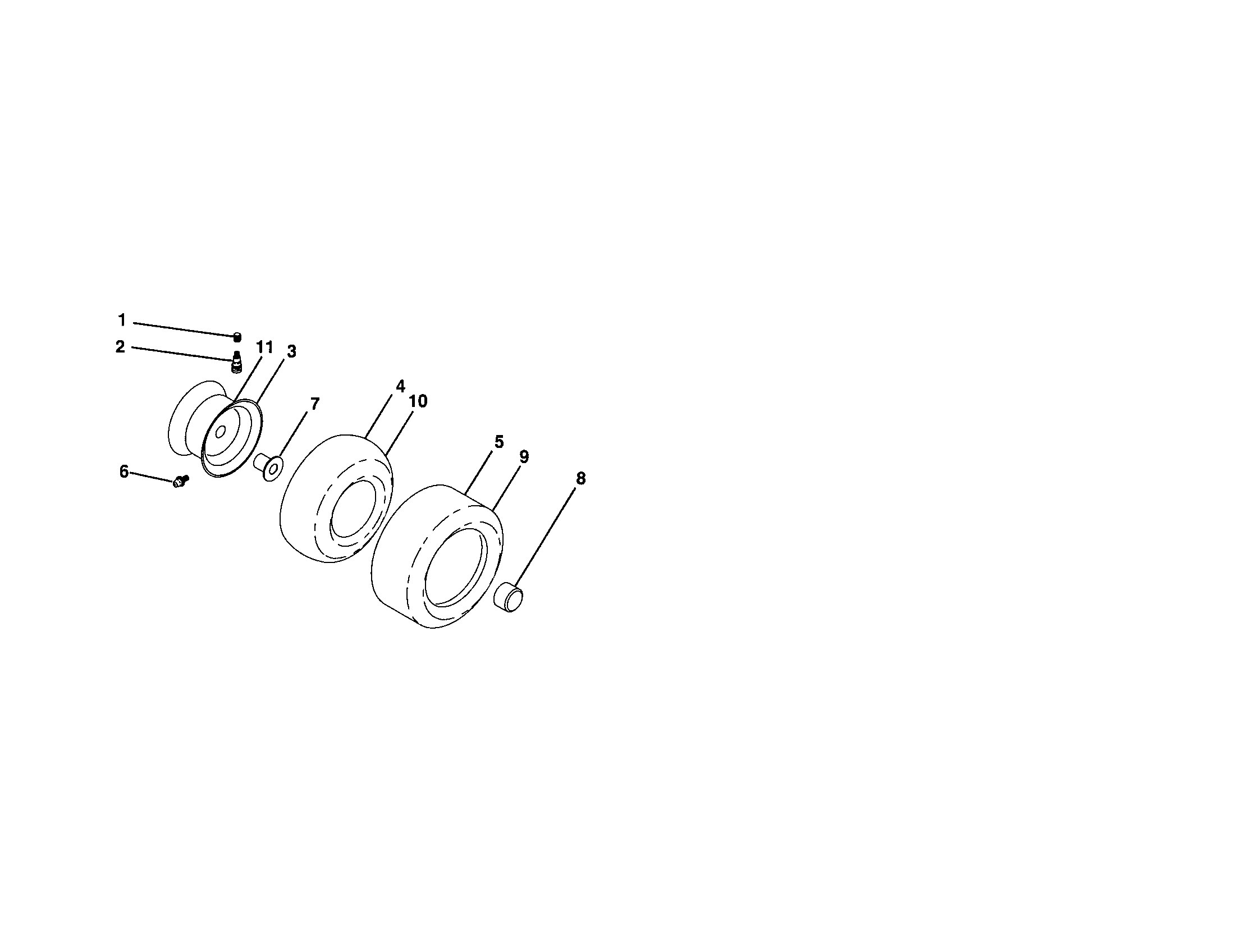 Wheels And Tires Diagram and Parts List for 917287301  Craftsman Lawn Tractor