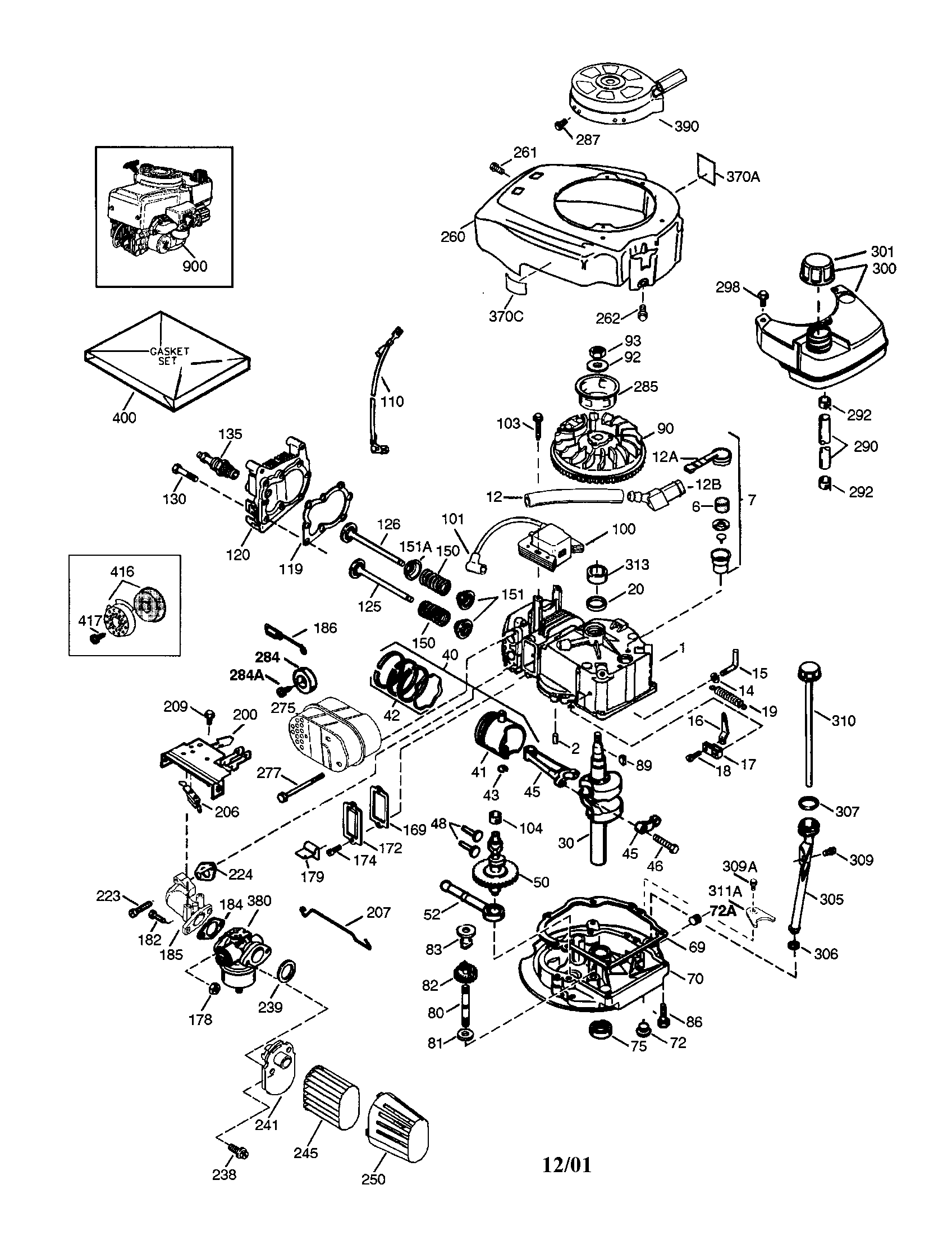 Engine Diagram and Parts List for 143016726  Craftsman Engine