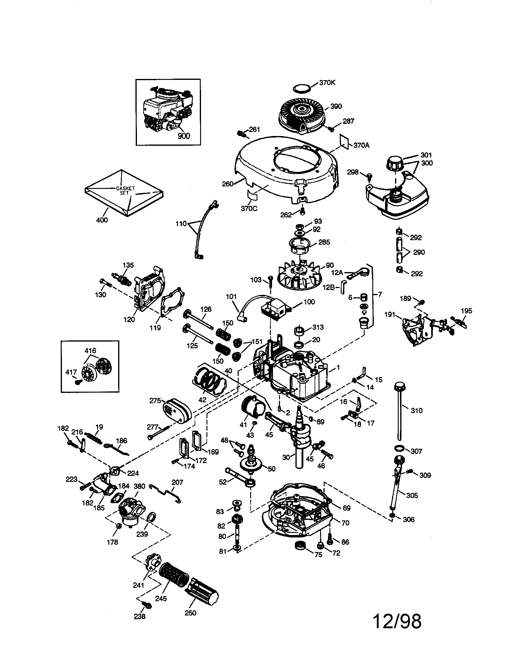 Craftsman 4-cycle Engine Diagram and Parts List for 143995508  Craftsman Engine