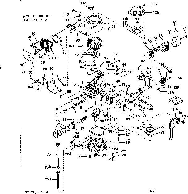 Engine Diagram and Parts List for 143246232  Craftsman Engine