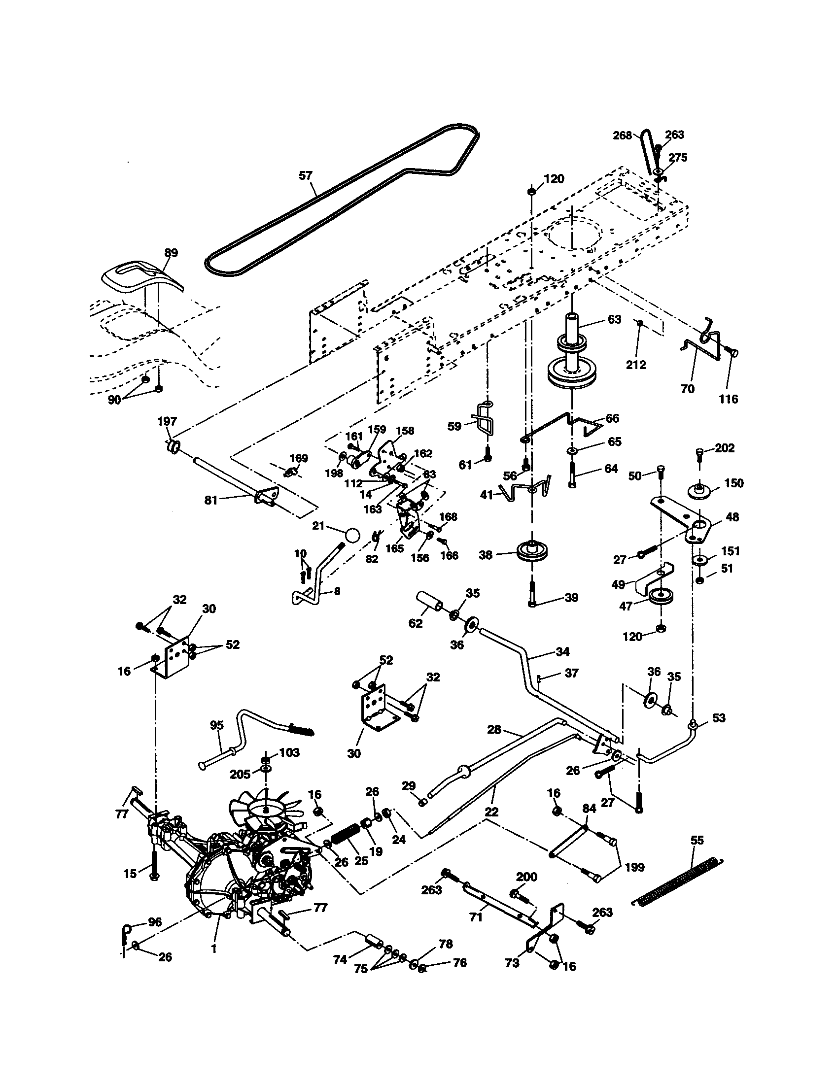 Drive Diagram and Parts List for 917277320  Craftsman Lawn Tractor