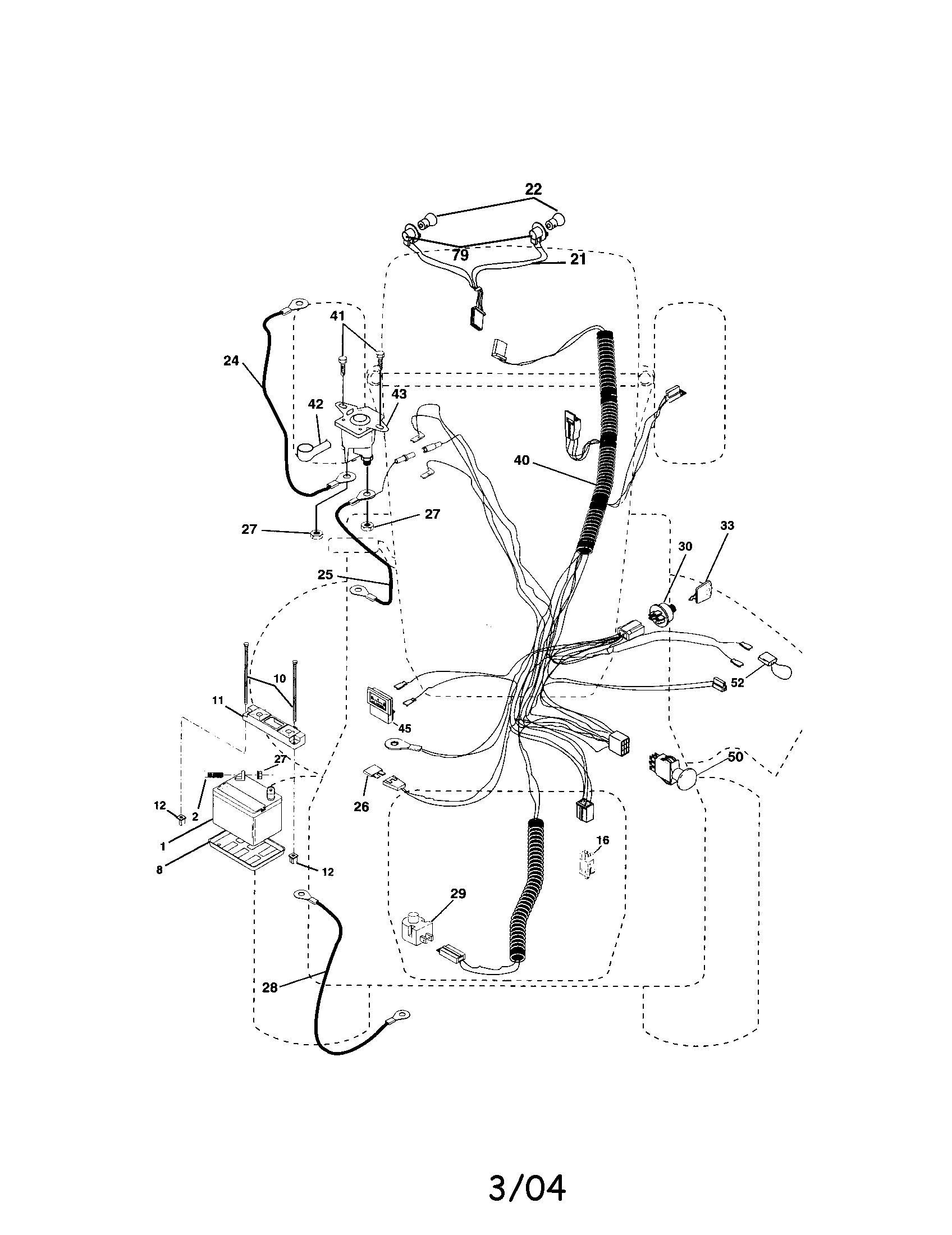 Electrical Diagram and Parts List for 917276070  Craftsman Lawn Tractor