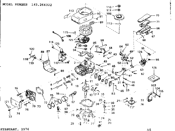 Replacement Parts Diagram and Parts List for 143266322  Craftsman Engine