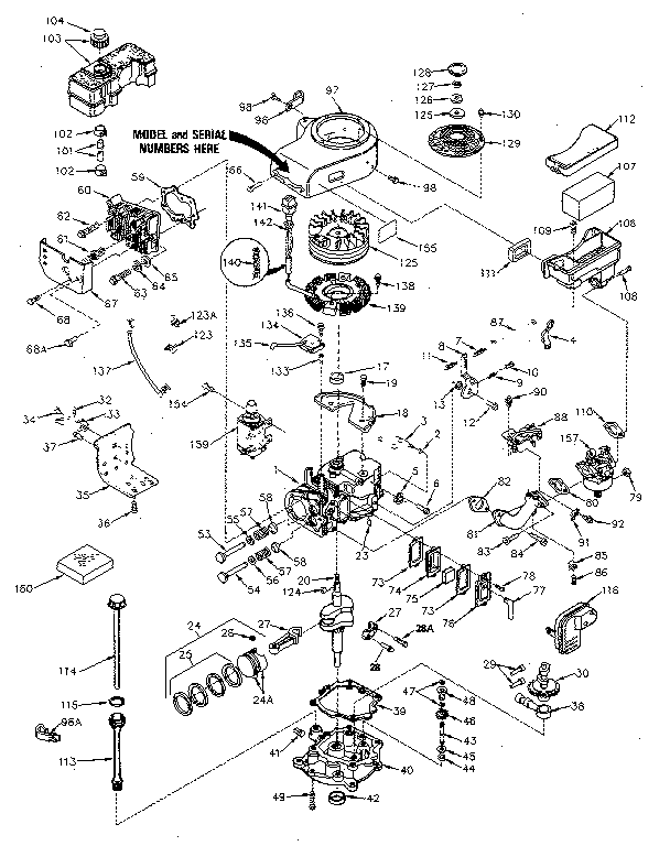 Engine Diagram and Parts List for 143386042  Craftsman Engine