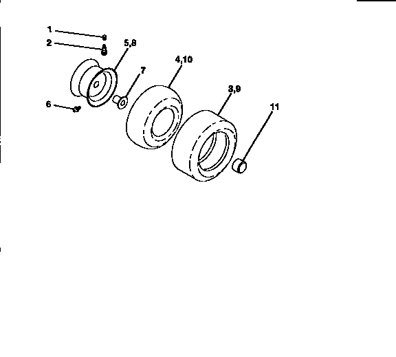 Wheels And Tires Diagram and Parts List for 917256491  Craftsman Lawn Tractor