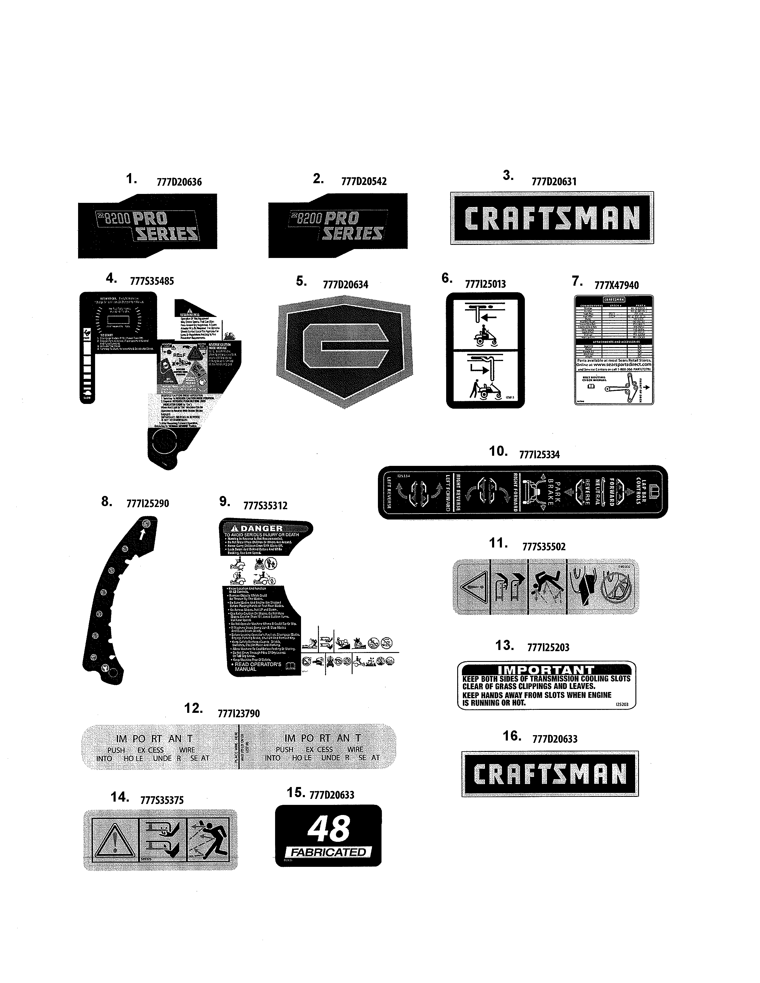 Decals Diagram and Parts List for 247204200  Craftsman Engine