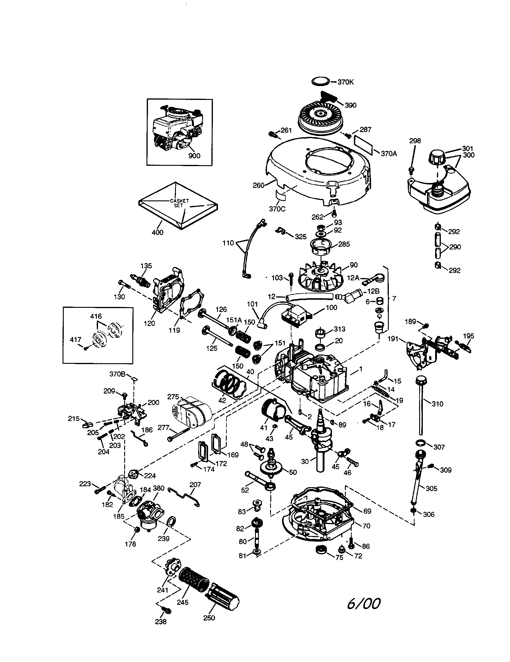 Engine Diagram and Parts List for 143995504  Craftsman Engine