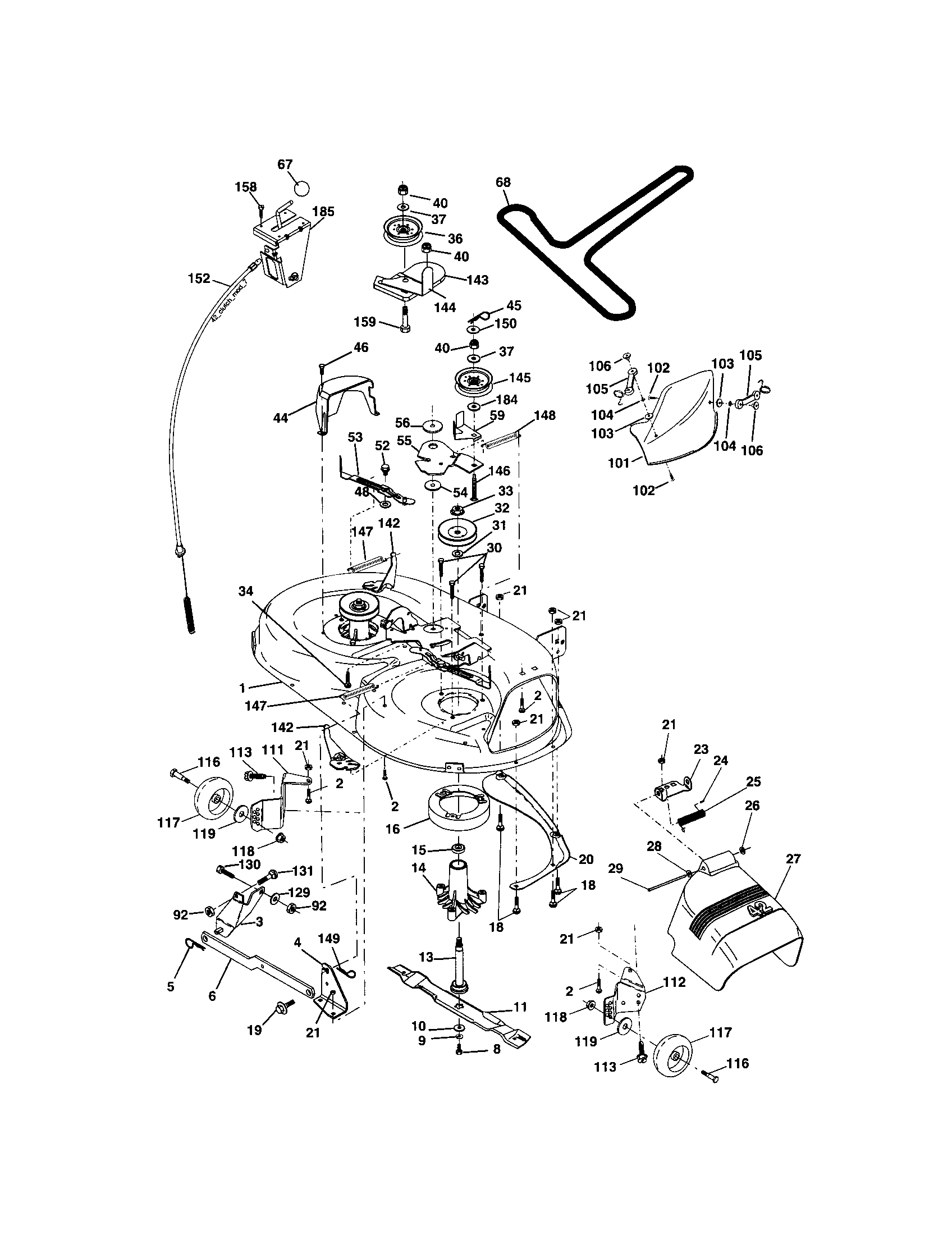 Mower Deck Diagram and Parts List for 917273752  Craftsman Lawn Tractor
