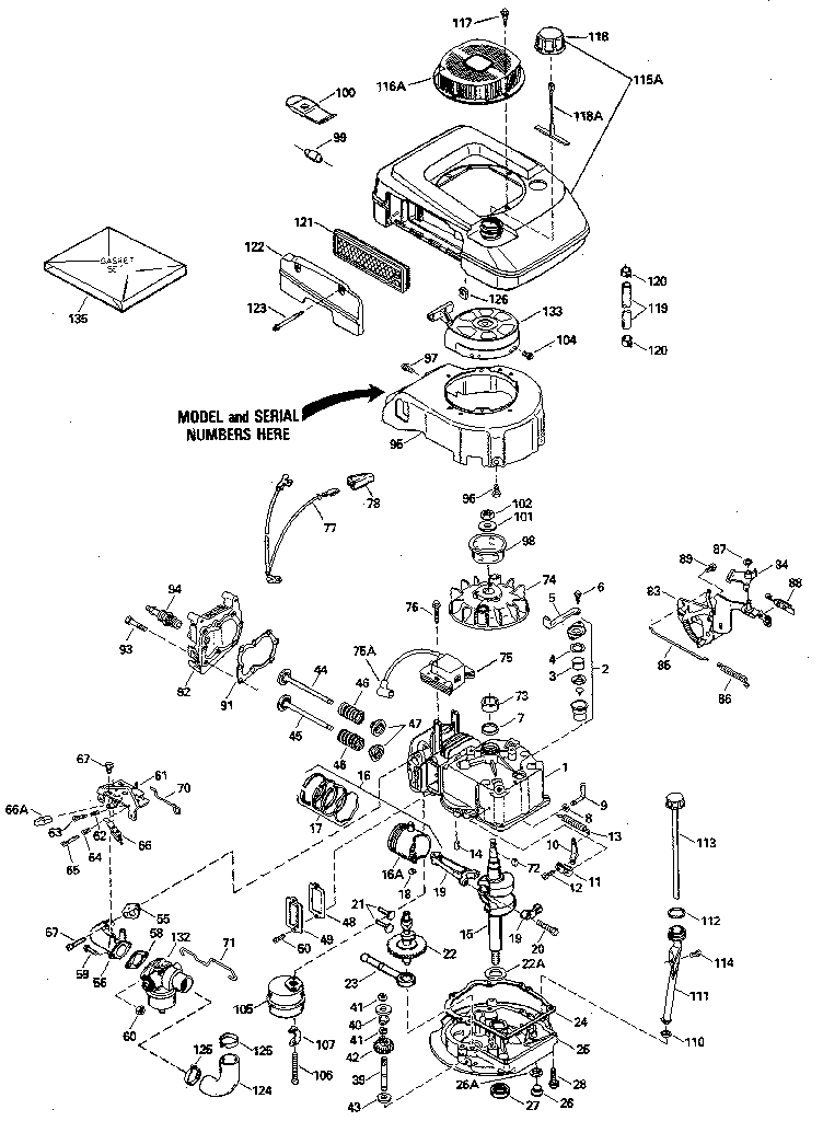 Replacement Parts Diagram and Parts List for 143394252  Craftsman Engine