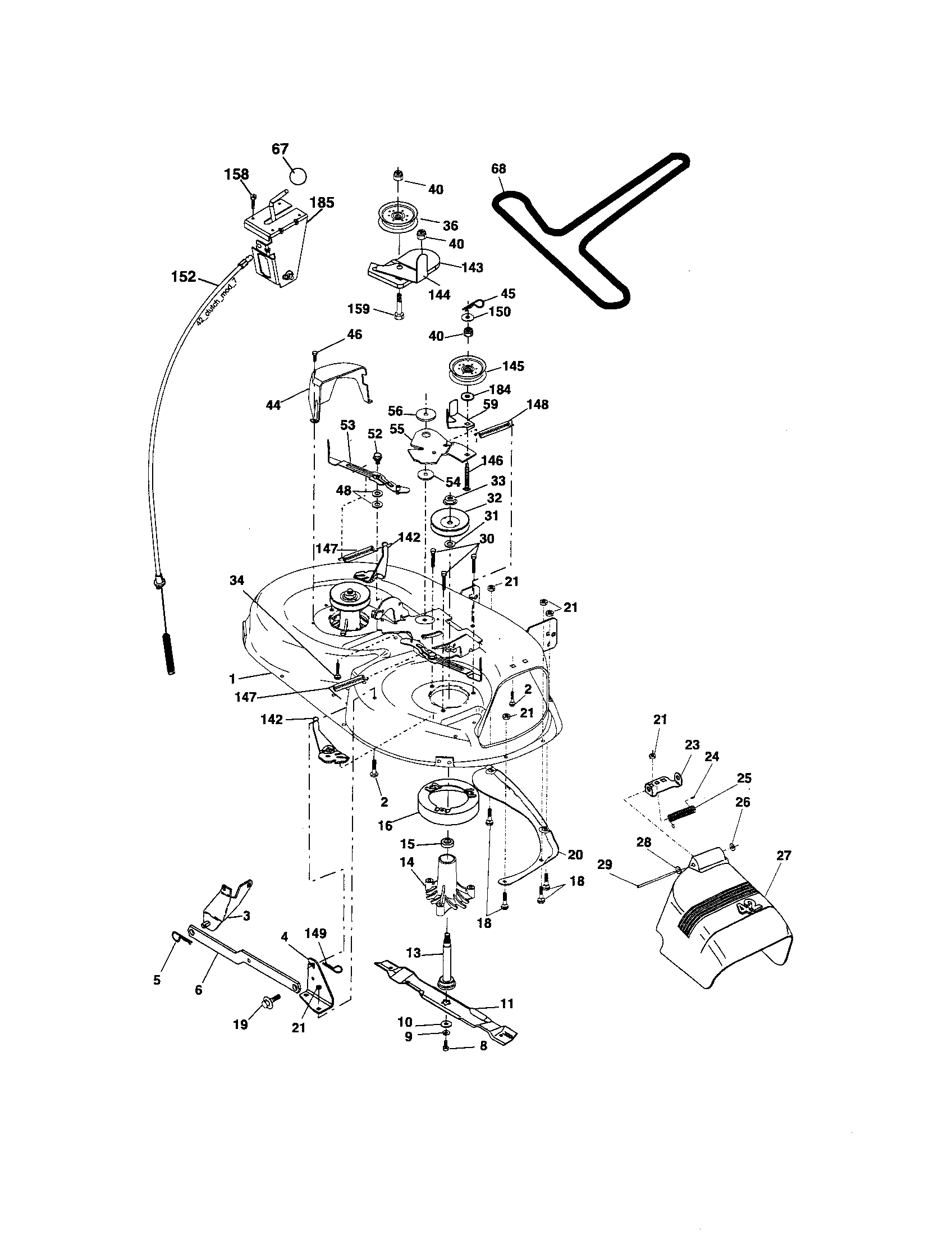 Mower Deck Diagram and Parts List for 917276400  Craftsman Lawn Tractor