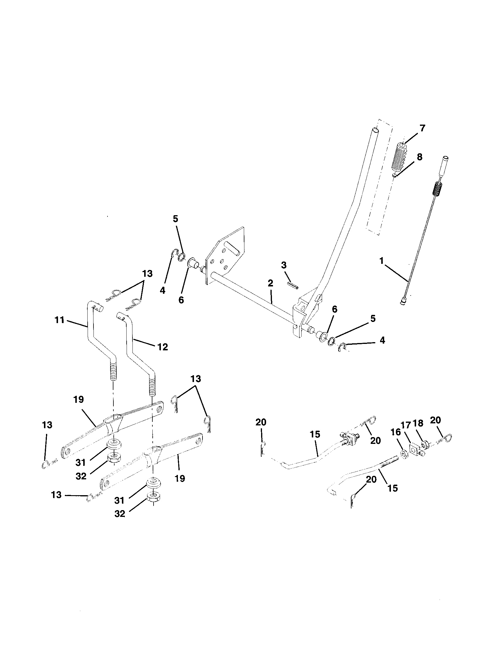 Lift Assembly Diagram and Parts List for 917250440  Craftsman Lawn Tractor