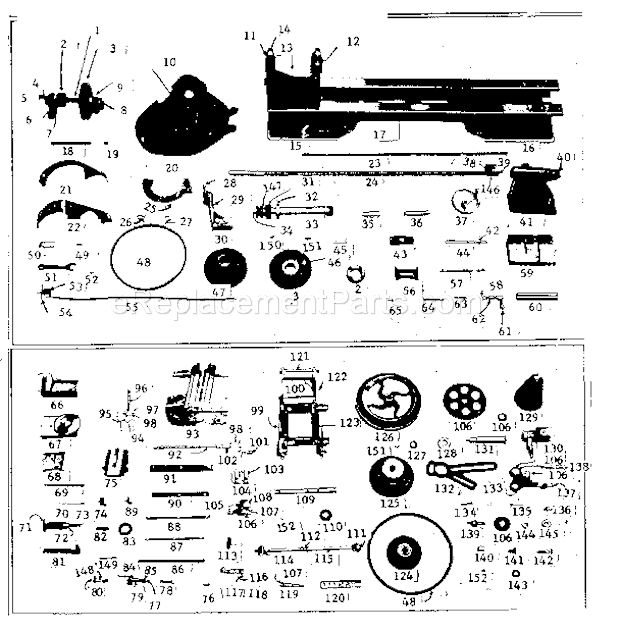 Page A Diagram and Parts List for 10107381  Craftsman Lathe