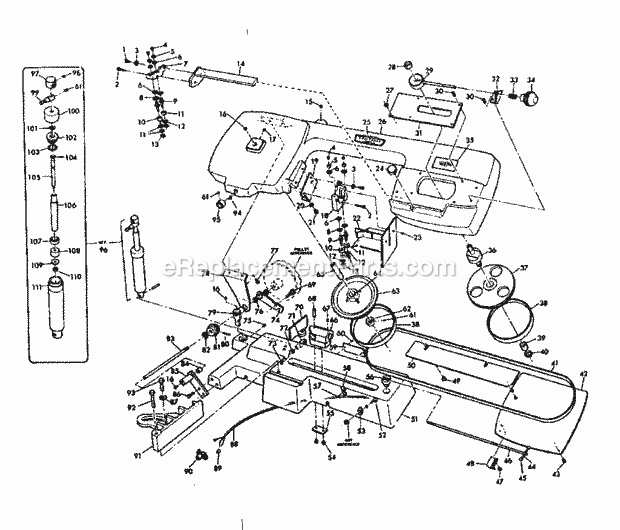 Unit Diagram and Parts List for 10122950  Craftsman Band Saw