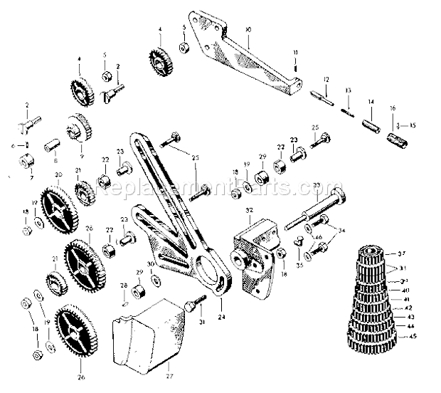Page F Diagram and Parts List for 10128950  Craftsman Lathe
