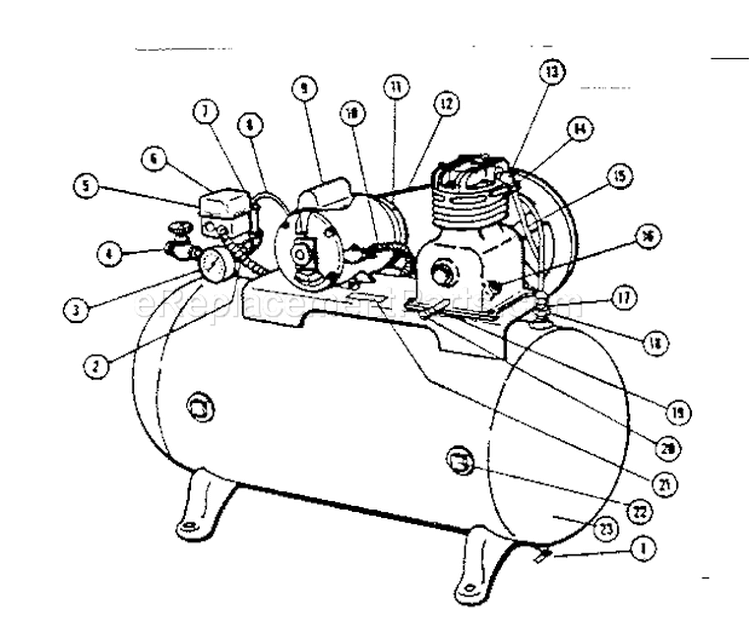 Allstate Air Compressor Diagram and Parts List for 10217051  Craftsman Compressor