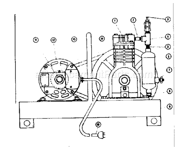 Direct Pumping Type (Mode... Diagram and Parts List for 10217500  Craftsman Compressor